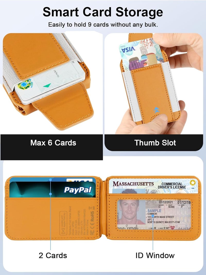 TopMade for Magsafe Wallet, Works with Apple Find My, Strongest Magnetic Wallet for iPhone 16/15/14/13/12 Series, Mganetic Card Holder with Adjustable Stand, 9 Cards Holder, Orange - Image 5